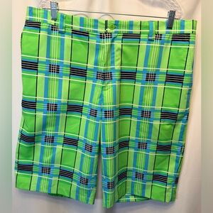 Sligo Men’s Size 38 (Fits 40) Golf Shorts Lime Green Blue‎ Plaid 13” Inseam Mint